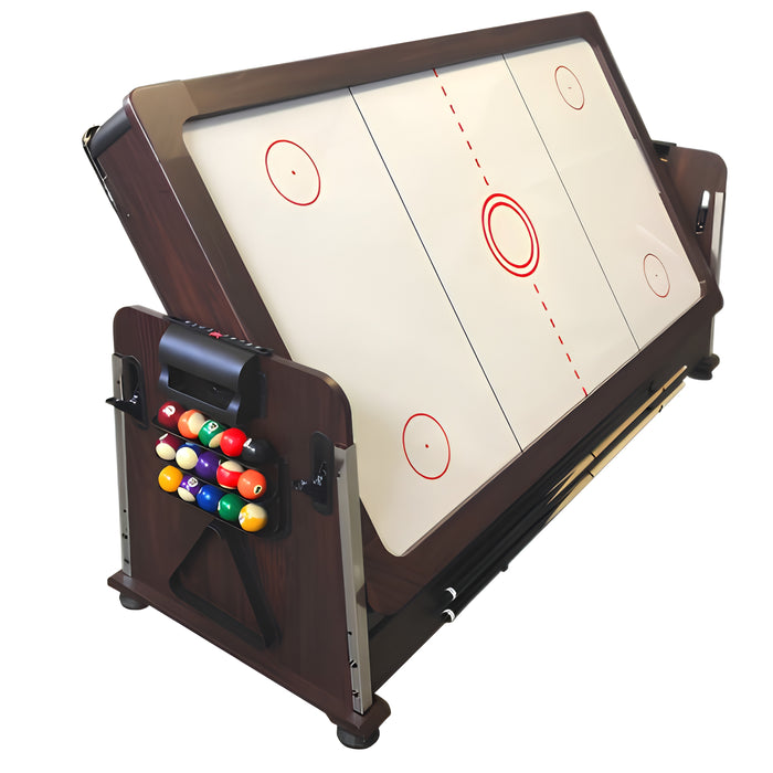 7 FT 4-in-1 Multi-Game Pool Table with Air Hockey, Table Tennis & Benches