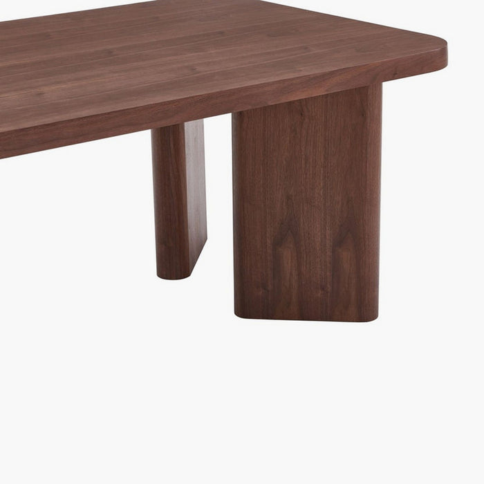 Modern Walnut Finish 6-Seater Dining Set with Upholstered Chairs