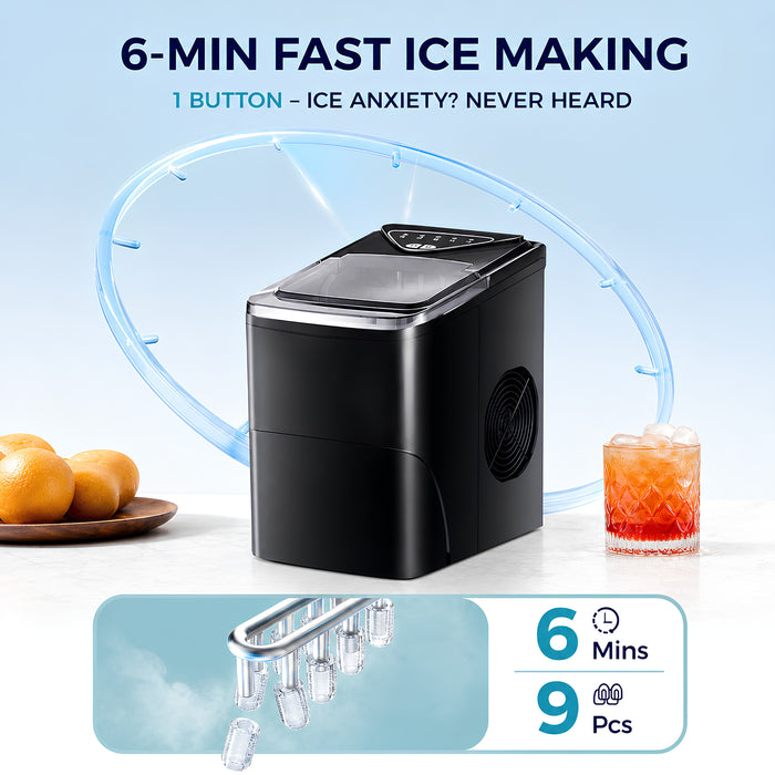 Portable Ice Maker – 15kg/24h Capacity, Fast Ice Making, 2L Water Tank, LED Display