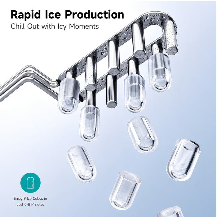 15KG/24H Portable Ice Maker 2 Sizes Bullet Ice with Self-Cleaning