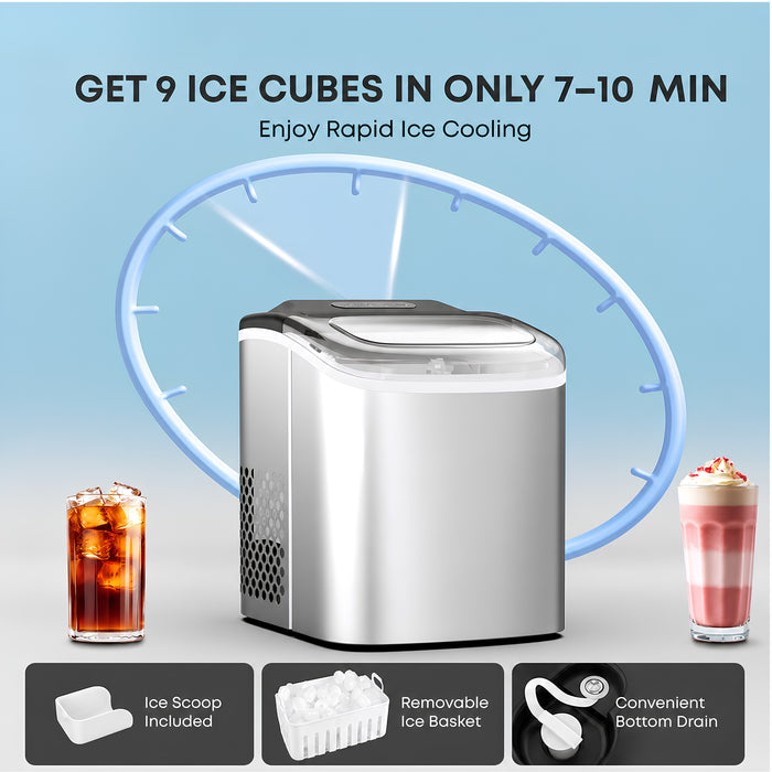 Ice Maker Machine, 12KG/24H, Portable Bullet Ice Maker with Auto Clean