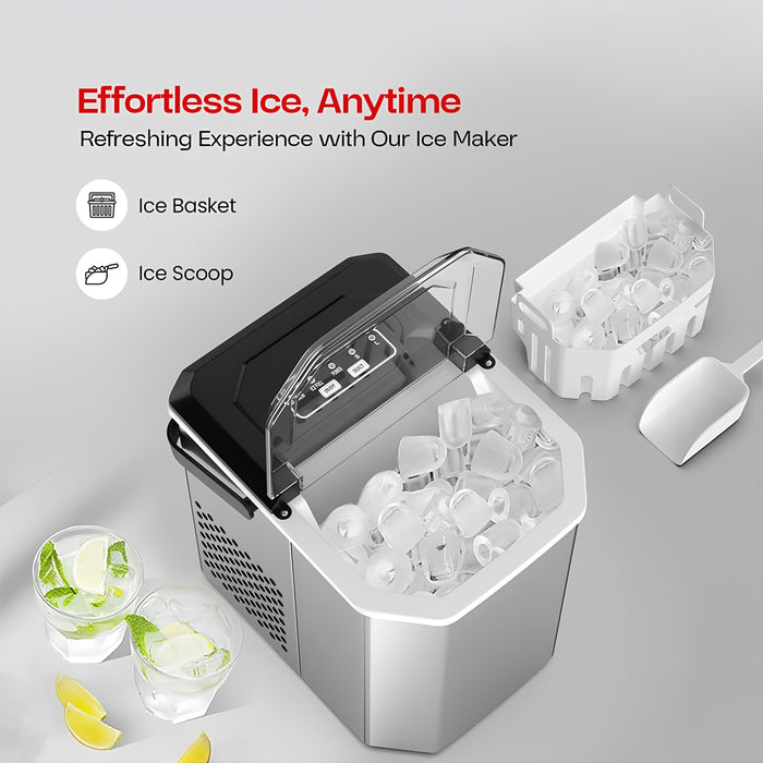 Portable Ice Maker – 12kg/Day, 1.3L Water Tank, 2 Ice Sizes
