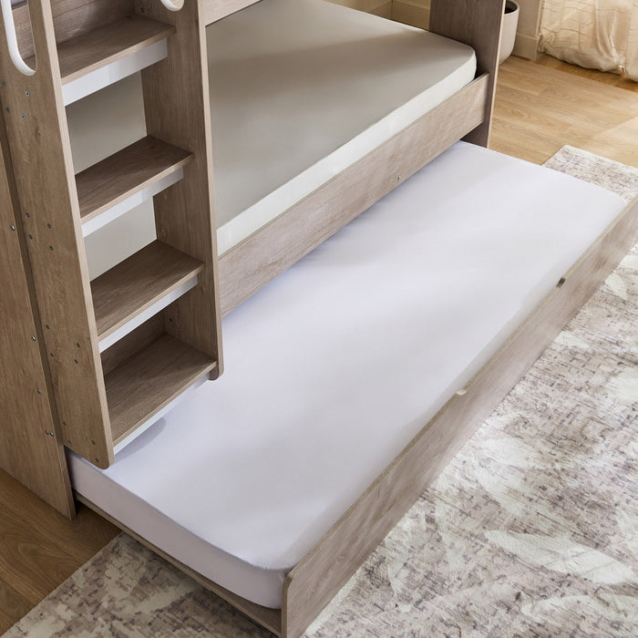 3-in-1 Kids Bunk Bed with Pull-Out Trundle & Integrated Shelves (90x200 cm)