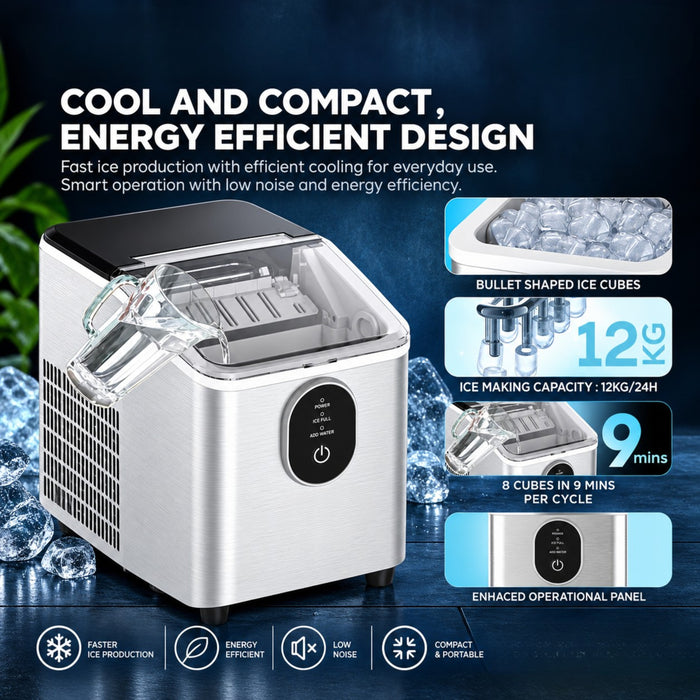 Portable Ice Maker 12kg/24H – Small Bullet Ice Machine
