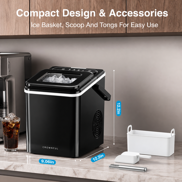 Countertop Square Cube Ice Maker Machine with 2 Thickness Settings