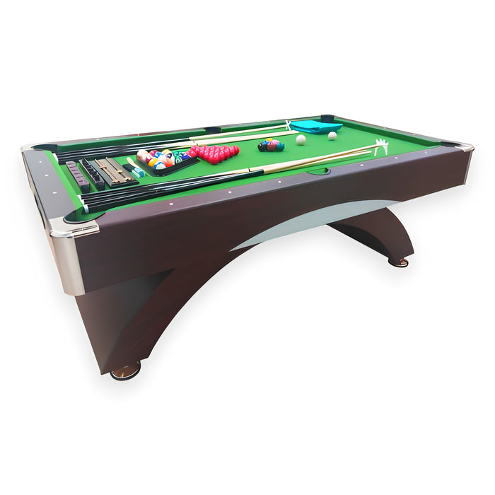 7FT Modern Billiard Table – Green & Red with Full Accessories