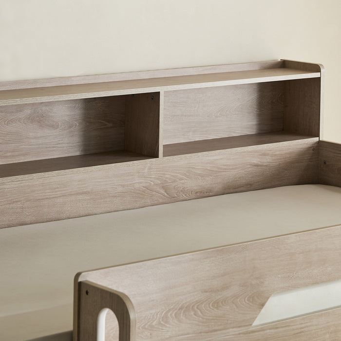 Single over Double Bunk Bed Frame with Pull-Out Trundle & Shelves (90x200 & 120x200 cm)