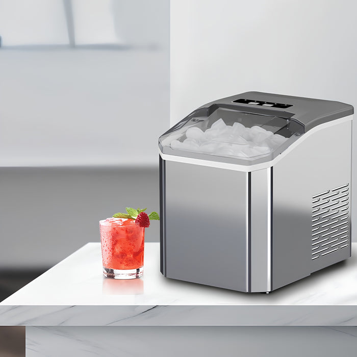 Portable Stainless Steel Ice Machine – 12kg/24H
