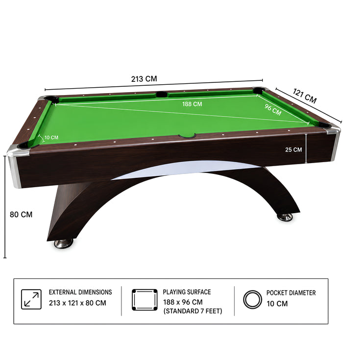 7FT Modern Billiard Table – Green & Red with Full Accessories