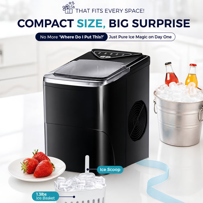 Portable Ice Maker – 15kg/24h Capacity, Fast Ice Making, 2L Water Tank, LED Display