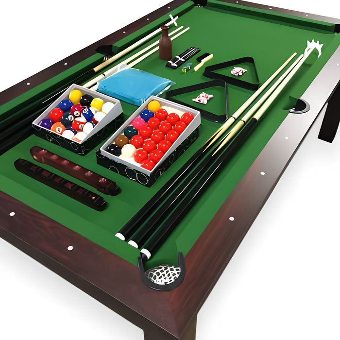 7FT Pool Table with Integrated Dining Table – Green & Blue