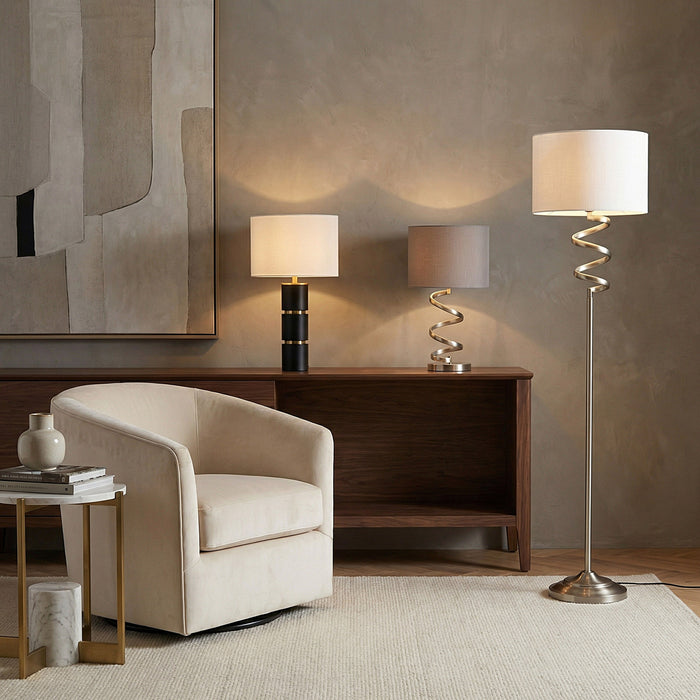 Modern Metal Table Lamp with Linen Shade - 34x59 cm