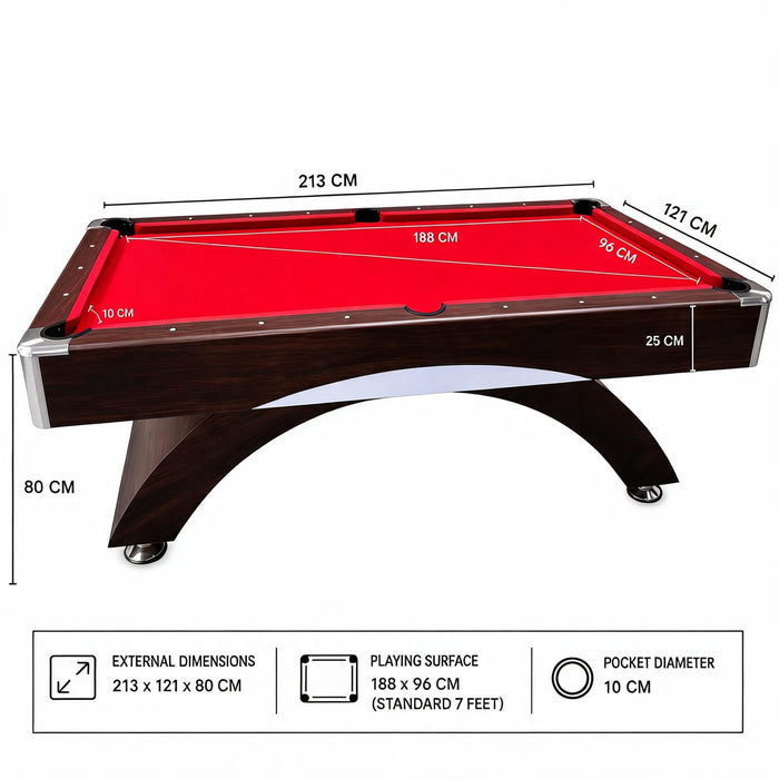 7FT Modern Billiard Table – Green & Red with Full Accessories