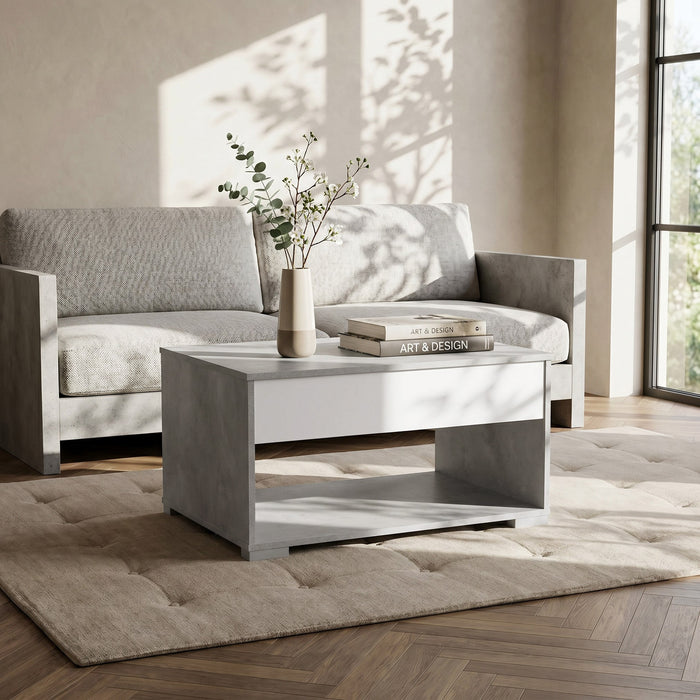 Modern Rectangular Lift Top Coffee Table with Hidden Storage