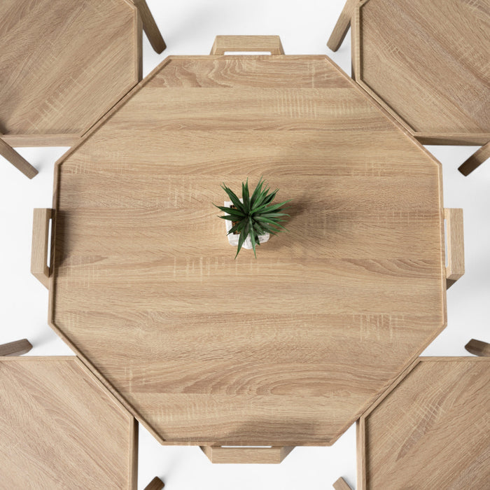 5-Piece Octagonal Wooden Coffee Table Set