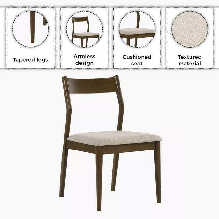 Nordic Solid Rubber Wood 6-Seater Dining Set with Upholstered Chairs