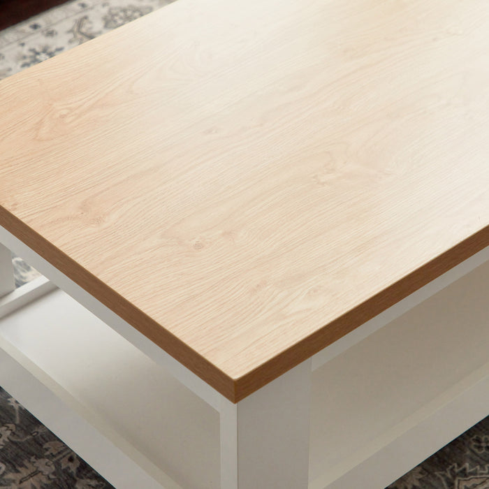Wooden Coffee Table with Bottom Storage Shelf