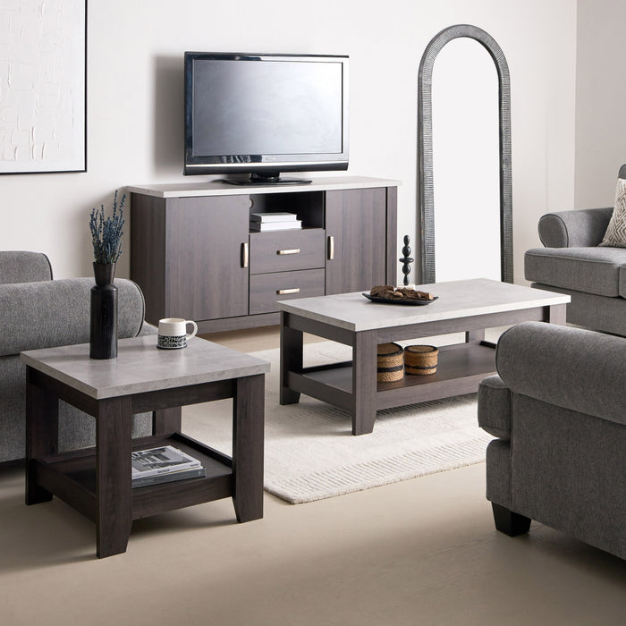 Modern Rectangular Wooden Coffee Table with Bottom Storage Shelf