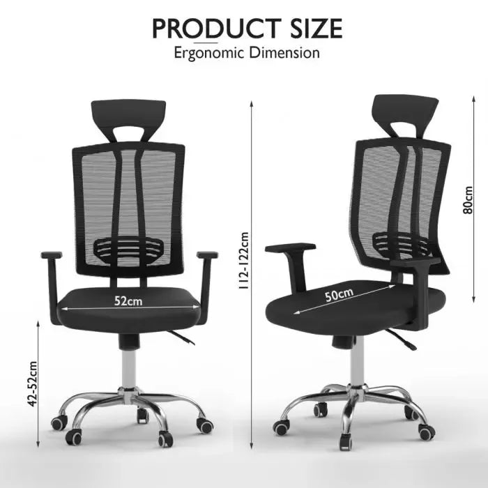 Modern Fabric Mesh High Back Swivel Chair Adjustable Height Ergonomic Executive Office Chair Comfortable Black Computer Chair