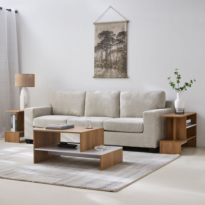 Rectangular Wooden Coffee Table with Bottom Storage Shelf