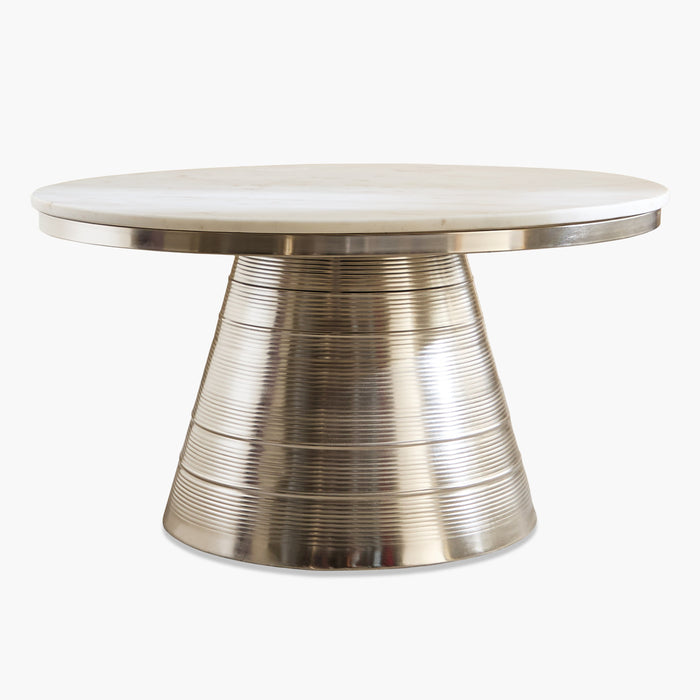 Genuine Marble Top Round Coffee Table with Metal Base