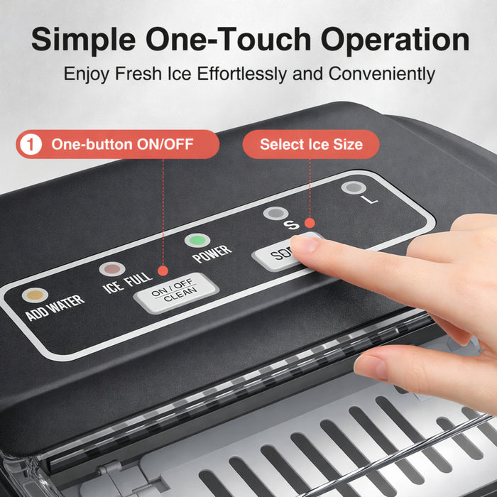 Portable Countertop Ice Maker 12KG/24H, 9 Cubes in 6 Minutes, Self-Cleaning