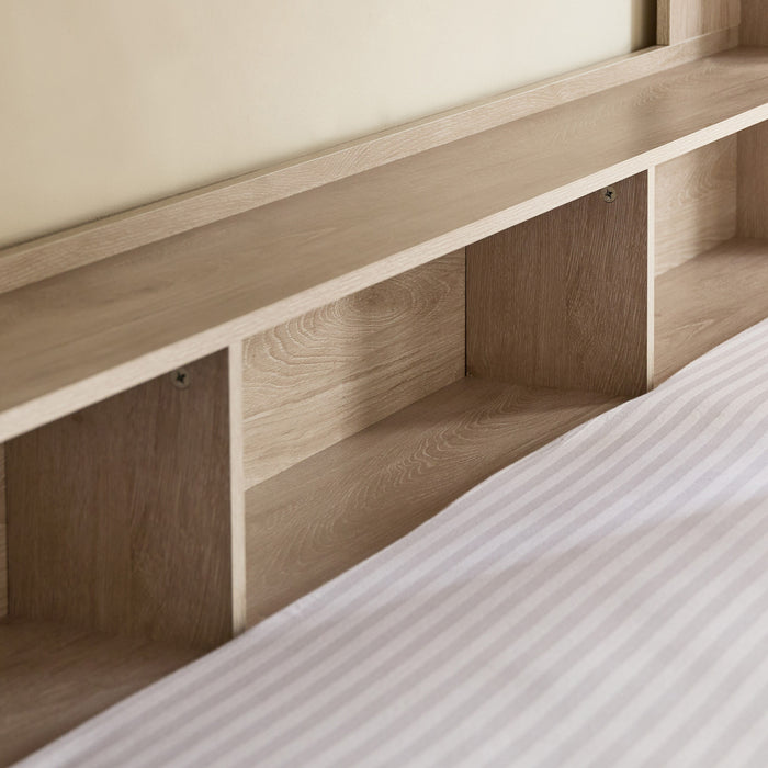 Single over Double Bunk Bed Frame with Pull-Out Trundle & Shelves (90x200 & 120x200 cm)