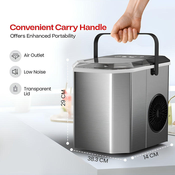 Portable Ice Maker – 12kg/Day, 1.3L Water Tank, 2 Ice Sizes