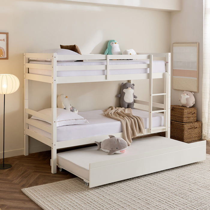 Modern Solid Wooden Single Bunk Bed - 90x200 cm