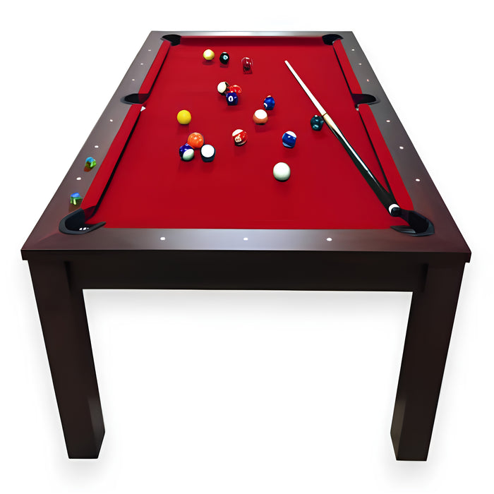 7FT Pool Table Billiards and Integrated Dining Table – Red