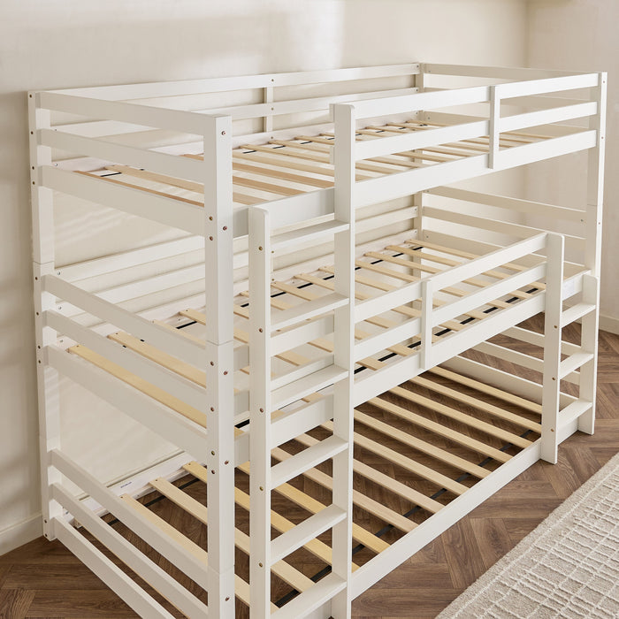 Vertical Space-Saver 3-in-1 Wooden Triple Sleeper Bed