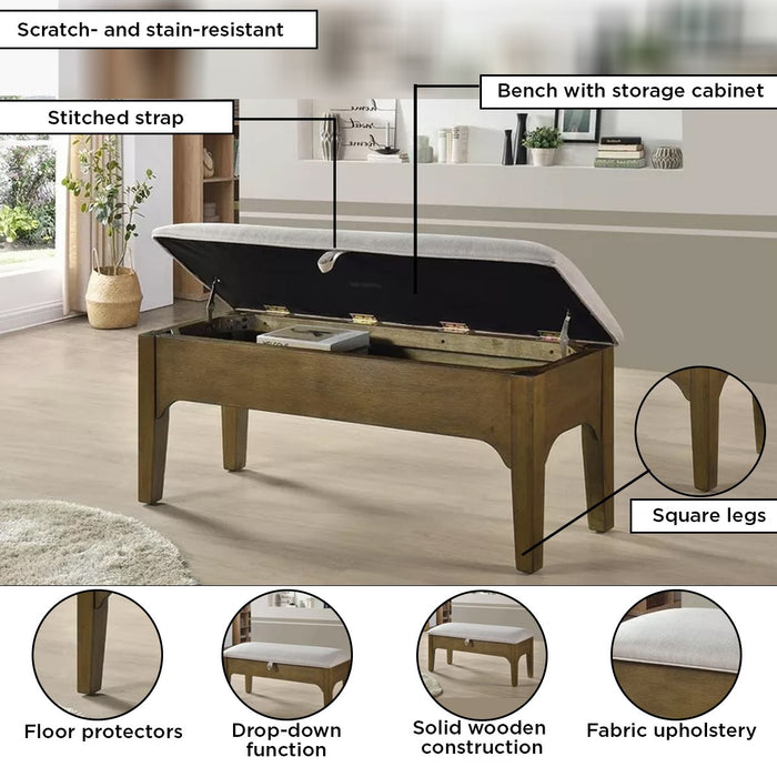6-Seater Wooden Dining Set with Storage Bench
