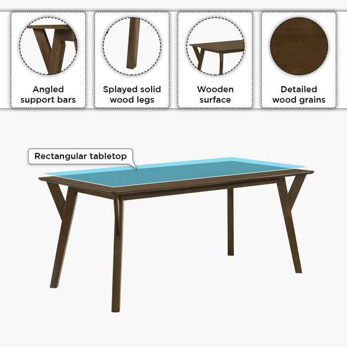 Nordic Solid Rubber Wood 6-Seater Dining Set with Upholstered Chairs