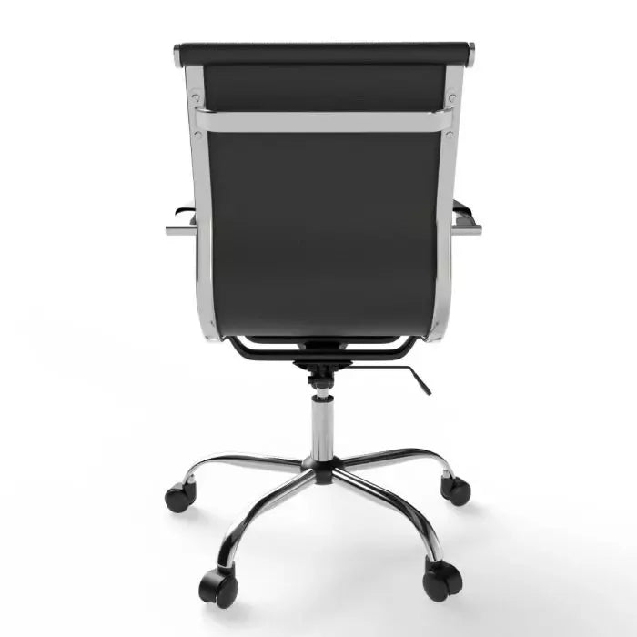 Low Back Chair Adjustable PU Chair with Fixed Arms, Tilt Lock and Rolling Castors Ideal for Home and Office