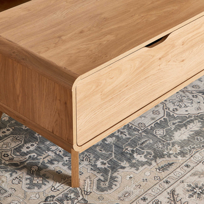 Mid-Century Rectangular Wooden Coffee Table with Storage Door