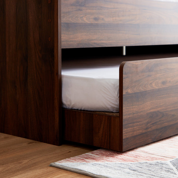 Single Cabin Bed with Pull-Out Trundle Bed - 90x190 cm (Beige / Brown)