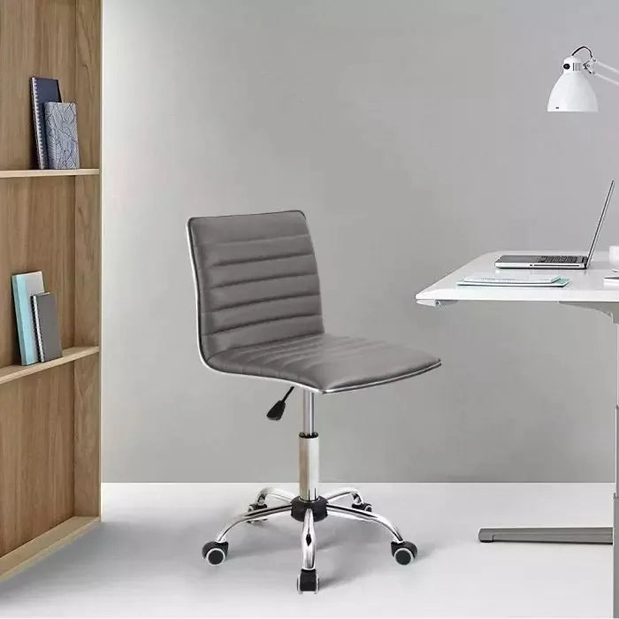 Mid Back Task Chair Comfortable Low Back Leather Swivel Office Desk Chair with Foam Molded Seat and Armless
