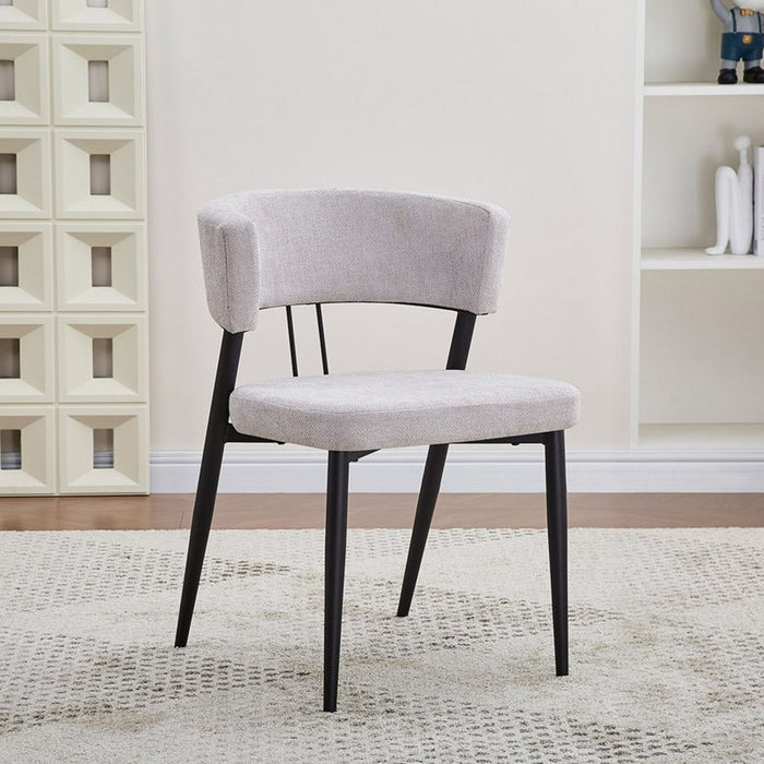 Modern Walnut Finish 6-Seater Dining Set with Upholstered Chairs