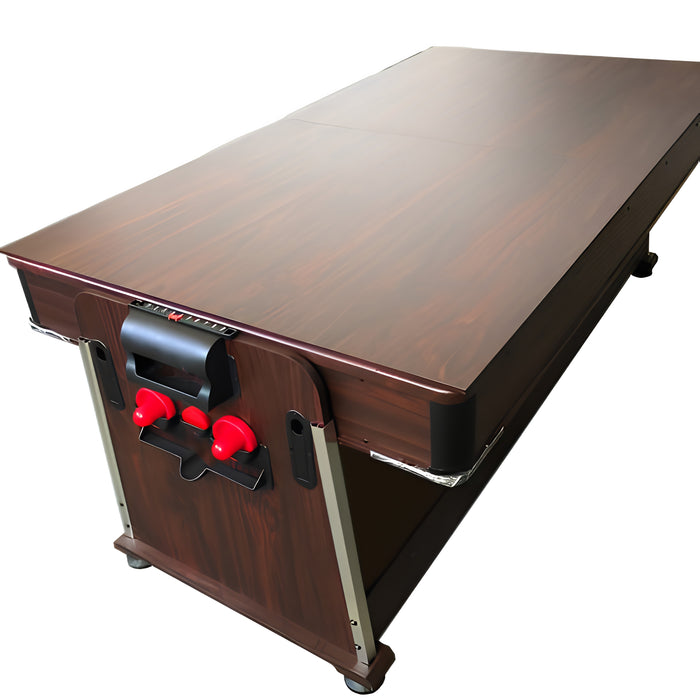 7 FT 4-in-1 Multi-Game Pool Table with Air Hockey, Table Tennis & Benches