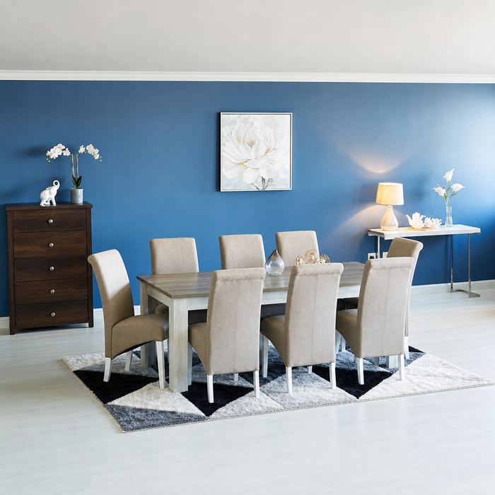 Modern 8-Seater Rectangular Dining Set with Upholstered Armless Chairs