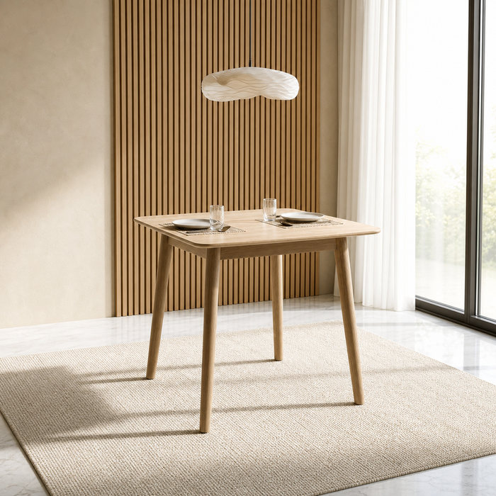 2-Seater Modern Square Dining Set, Light Wood Finish