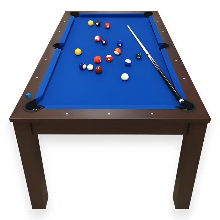 7FT Pool Table with Integrated Dining Table – Green & Blue