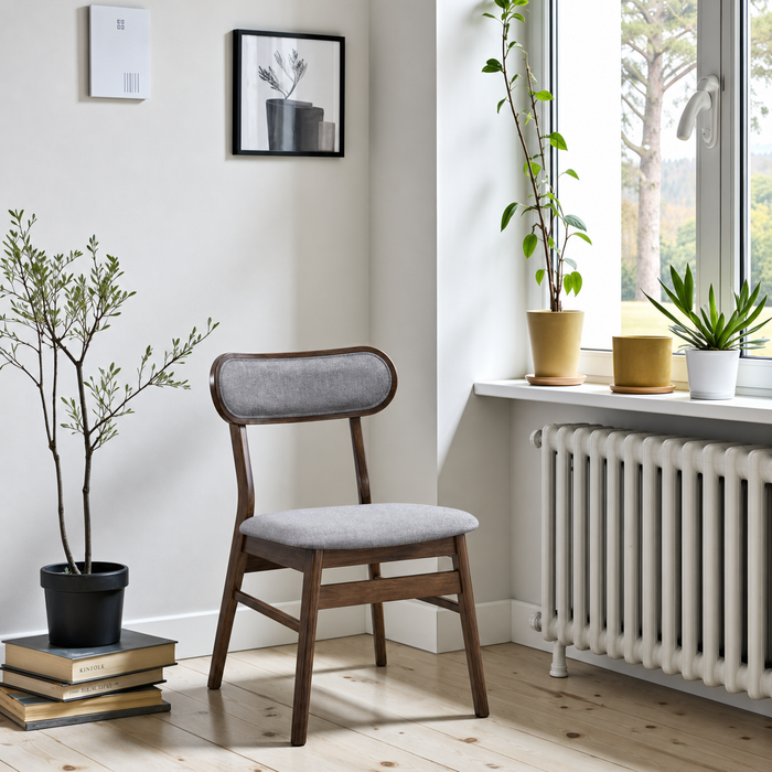 3-Seater Modern Rubber Wood Dining Set - Dark Wood Finish