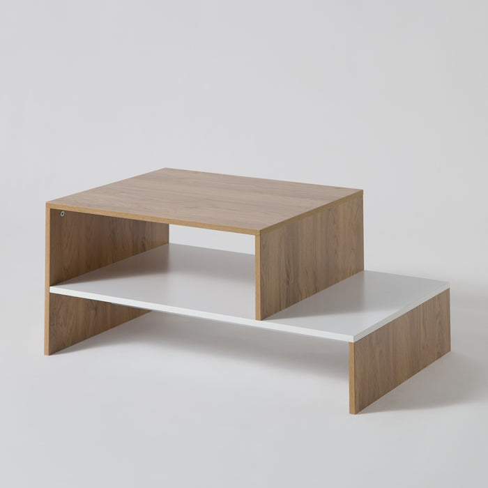 Rectangular Wooden Coffee Table with Bottom Storage Shelf