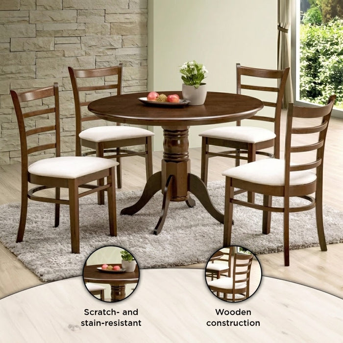 4-Seater Classic Round Wooden Dining Set
