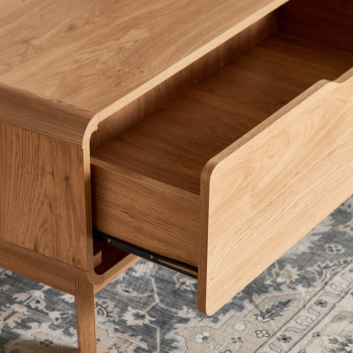 Mid-Century Rectangular Wooden Coffee Table with Storage Door