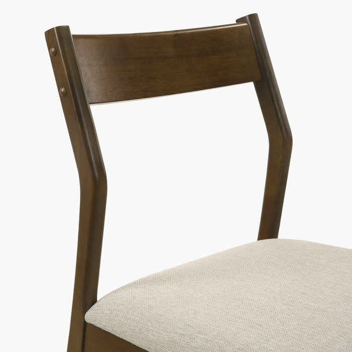 Nordic Solid Rubber Wood 6-Seater Dining Set with Upholstered Chairs