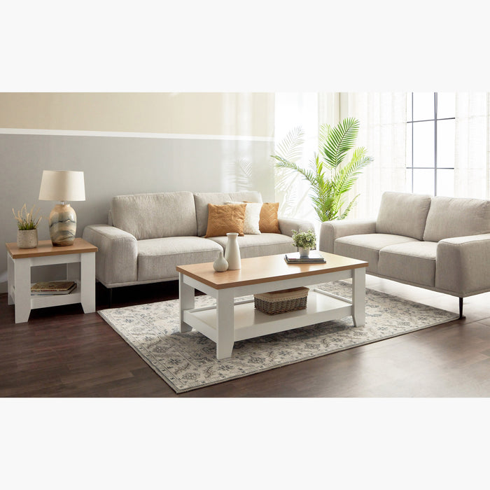 Wooden Coffee Table with Bottom Storage Shelf