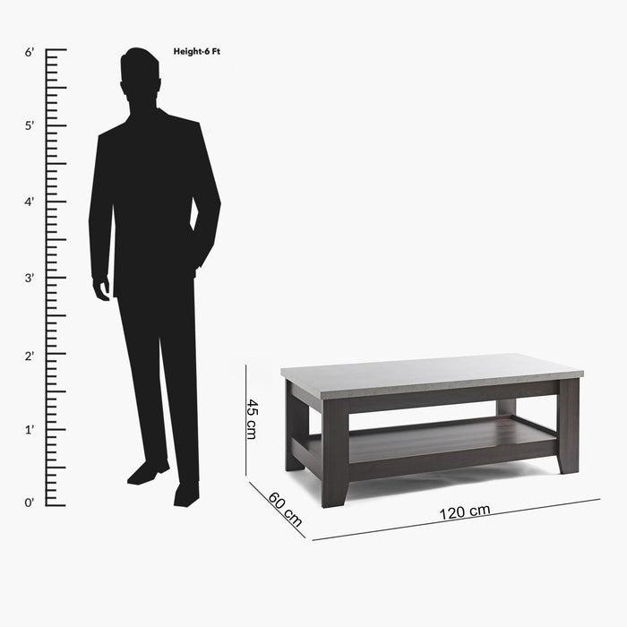 Modern Rectangular Wooden Coffee Table with Bottom Storage Shelf