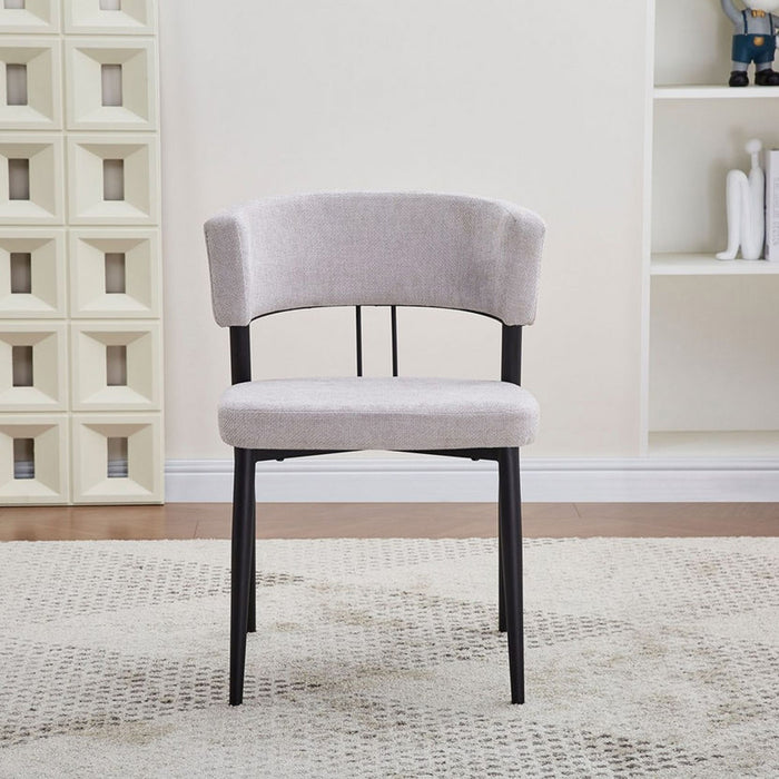Modern Walnut Finish 6-Seater Dining Set with Upholstered Chairs